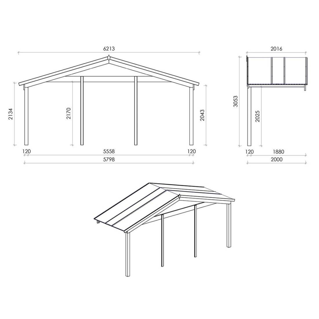 Altanka - Abri de jardin en bois - 6x6 m + terrasse avec balustrade et avant-toit en bois - 48 m2 - DOM749+DOM553+DOM555+POD04 - ALTANKA - Image 7