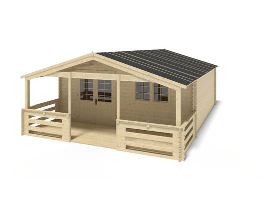 Altanka - Abri de jardin en bois - 6x6 m + terrasse avec balustrade et avant-toit en bois - 48 m2 - DOM749+DOM553+DOM555+POD04 - ALTANKA - Image 1