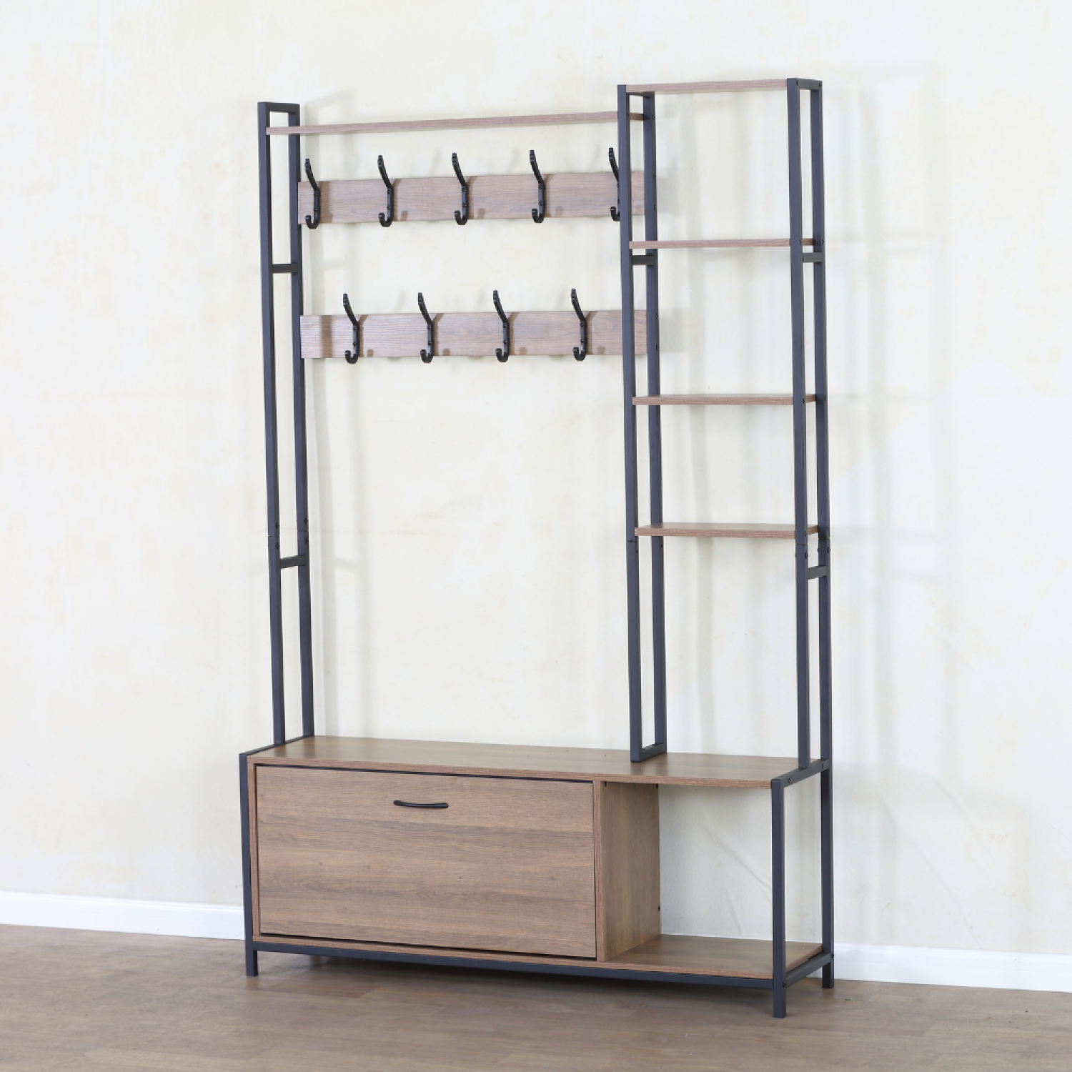 Meuble d'entrée 182x120cm noyer et noir MANTI - Image 6
