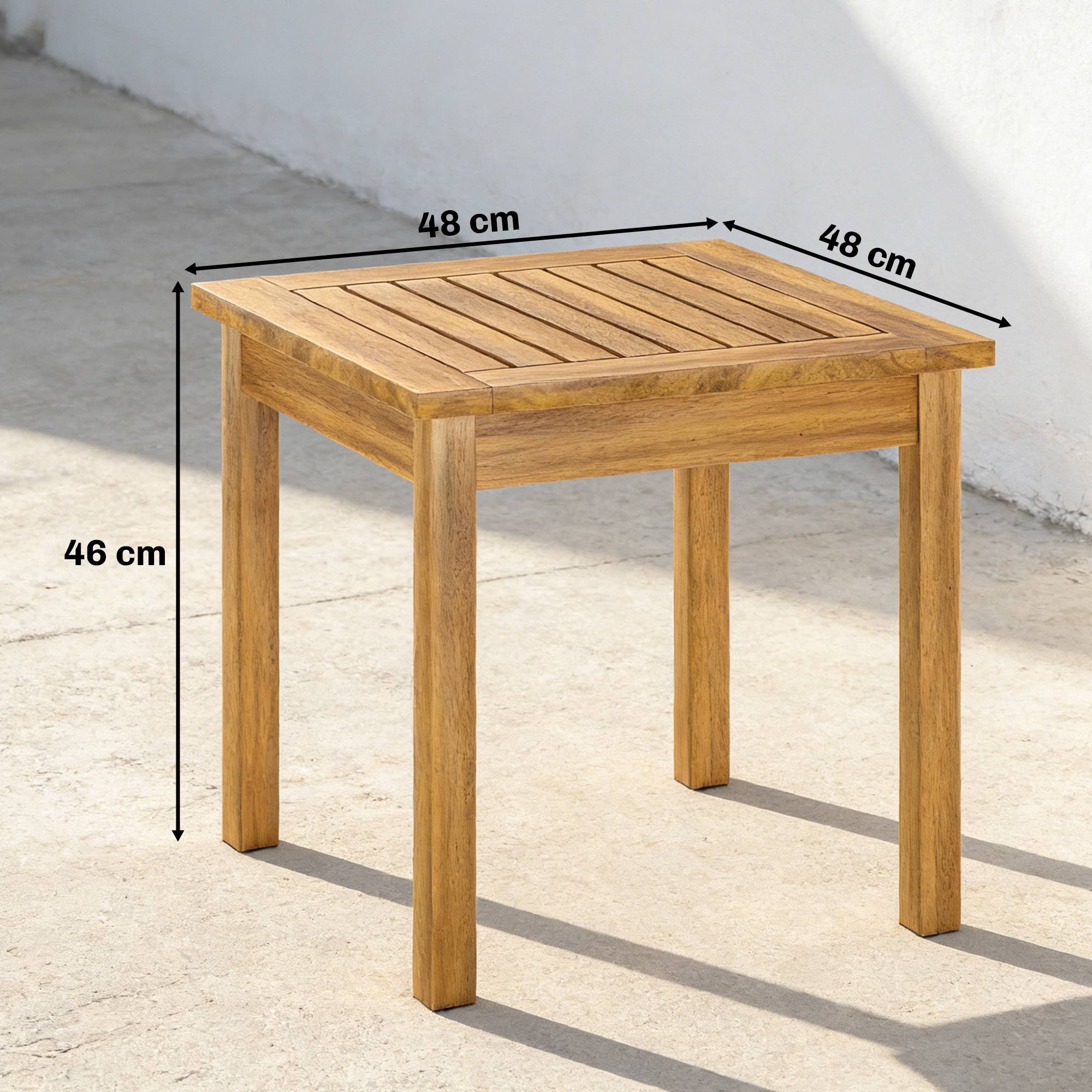 ComfortXL - Table d’appoint jardin acacia naturel 48 x 48 cm balcon terrasse pieds réglables - ComfortXL Outdoor Living - Image 5