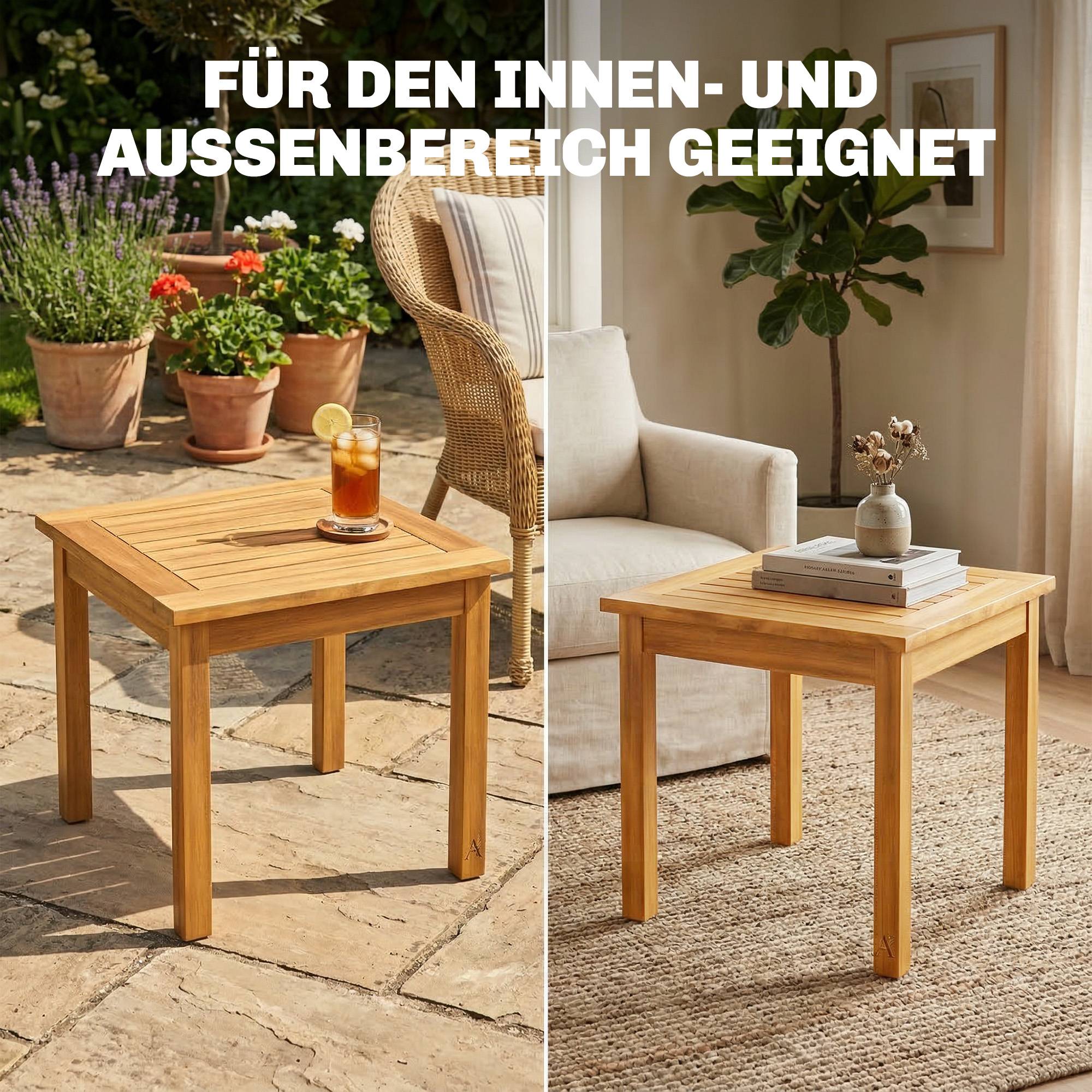 ComfortXL - Table d’appoint jardin acacia naturel 48 x 48 cm balcon terrasse pieds réglables - ComfortXL Outdoor Living - Image 8