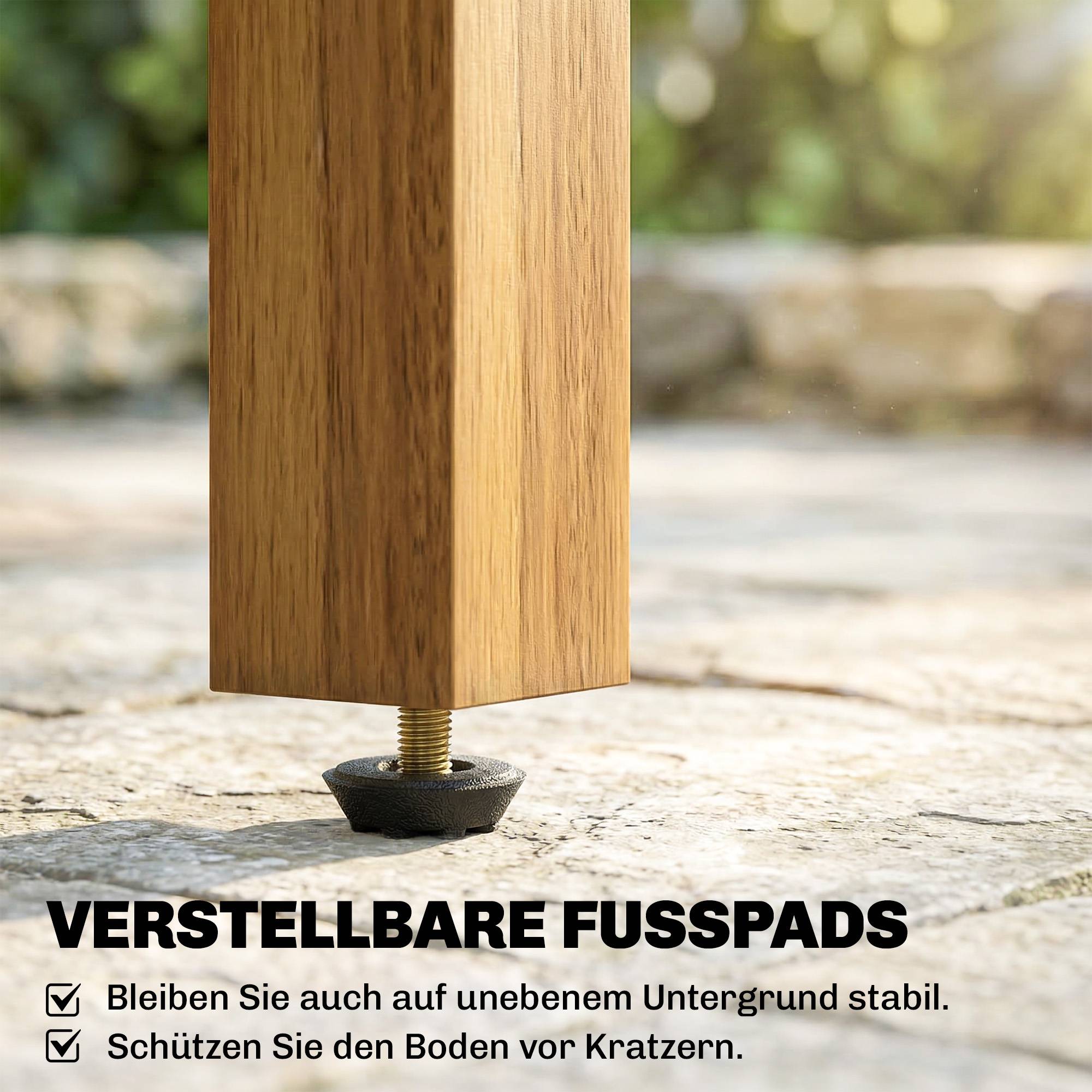 ComfortXL - Table d’appoint jardin acacia naturel 48 x 48 cm balcon terrasse pieds réglables - ComfortXL Outdoor Living - Image 9
