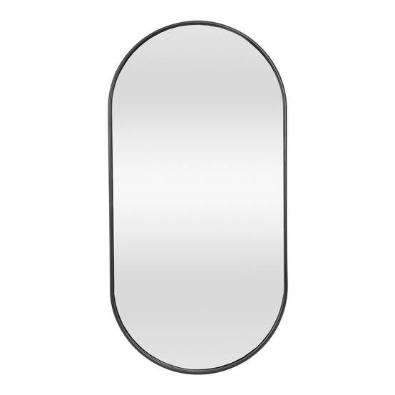 Miroir mural ovale 30 x 60 cm noir mat - Image 2