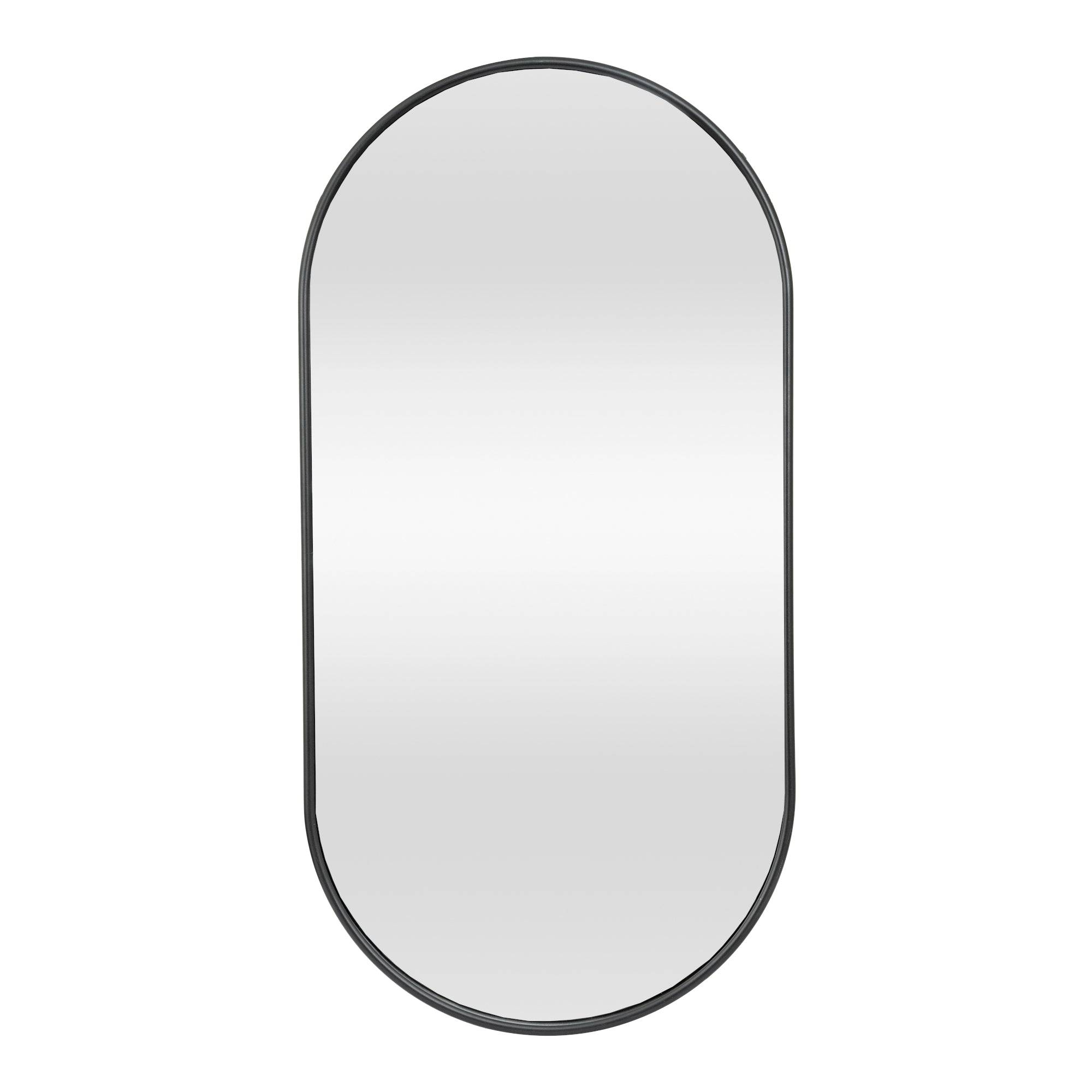 Miroir mural ovale 30 x 60 cm noir mat - Image 2