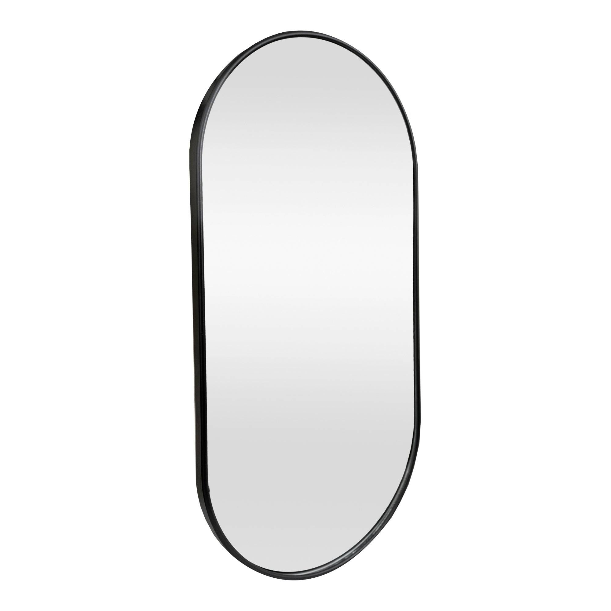 Miroir mural ovale 30 x 60 cm noir mat - Image 1