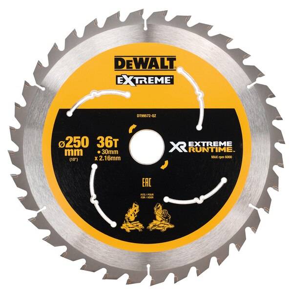 Lame scie circulaire 250x30 mm 36 Dents XR Extrême runtime DEWALT - DT99572