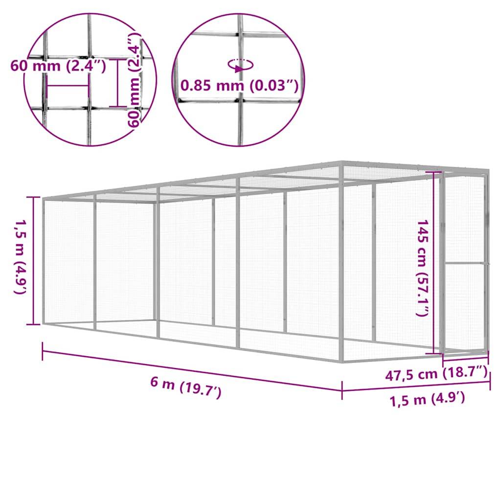 Vidaxl - Cage pour chat 6x1,5x1,5 m Acier galvanisé vidaXL 146359 - Image 6