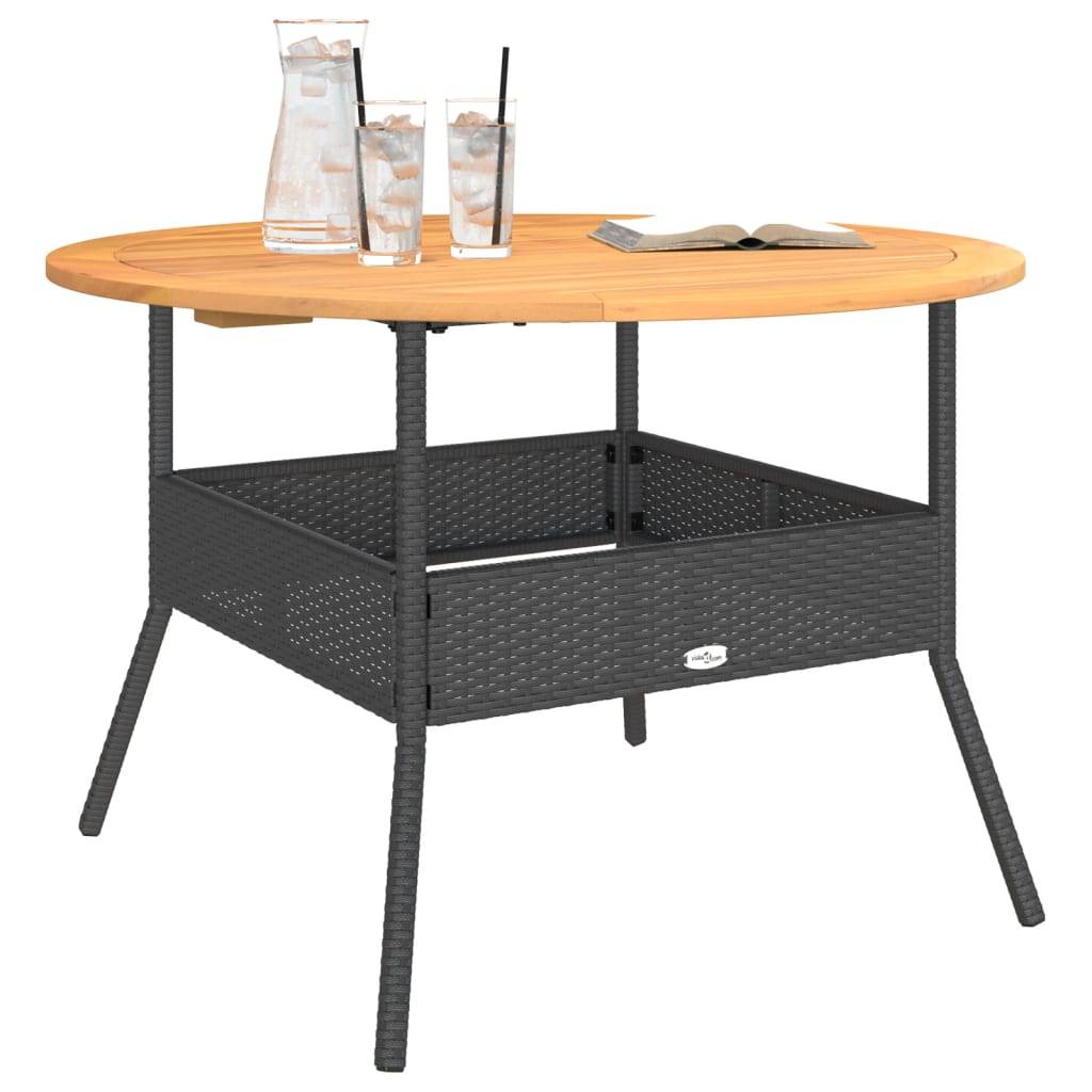 ComfortXL - Table de Jardin Ronde 110cm Noire pour 4 à 5 Personnes, Résine Tressée et Plateau Bois d'Acacia – ComfortXL Outdoor Living - Image 4