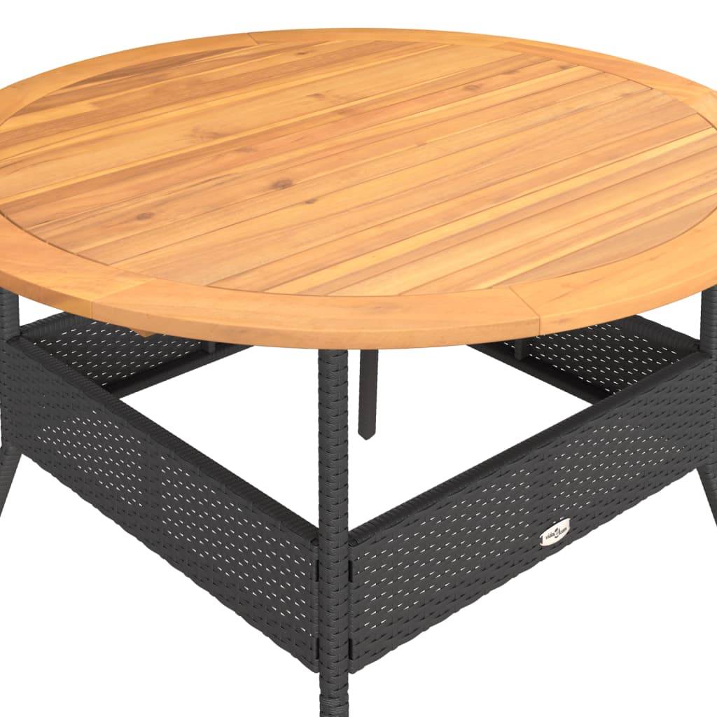 ComfortXL - Table de Jardin Ronde 110cm Noire pour 4 à 5 Personnes, Résine Tressée et Plateau Bois d'Acacia – ComfortXL Outdoor Living - Image 8