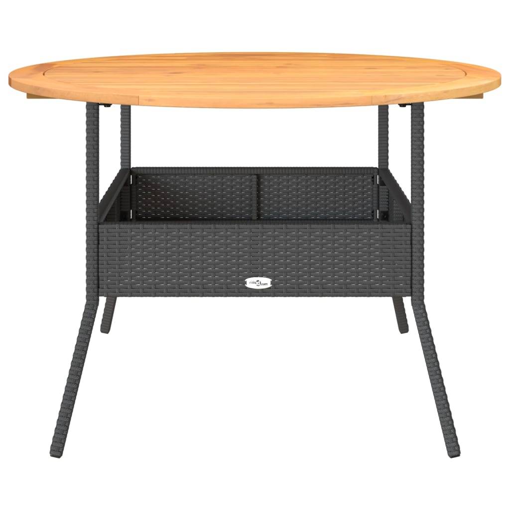ComfortXL - Table de Jardin Ronde 110cm Noire pour 4 à 5 Personnes, Résine Tressée et Plateau Bois d'Acacia – ComfortXL Outdoor Living - Image 5