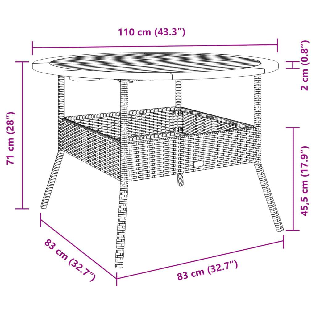ComfortXL - Table de Jardin Ronde 110cm Noire pour 4 à 5 Personnes, Résine Tressée et Plateau Bois d'Acacia – ComfortXL Outdoor Living - Image 10