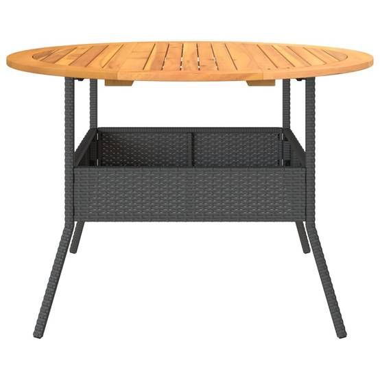 ComfortXL - Table de Jardin Ronde 110cm Noire pour 4 à 5 Personnes, Résine Tressée et Plateau Bois d'Acacia – ComfortXL Outdoor Living - Image 6