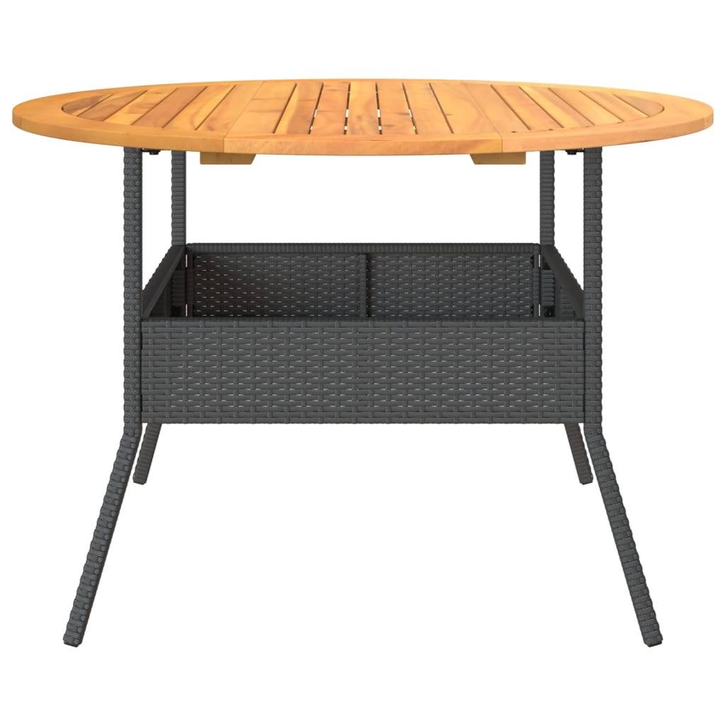 ComfortXL - Table de Jardin Ronde 110cm Noire pour 4 à 5 Personnes, Résine Tressée et Plateau Bois d'Acacia – ComfortXL Outdoor Living - Image 6