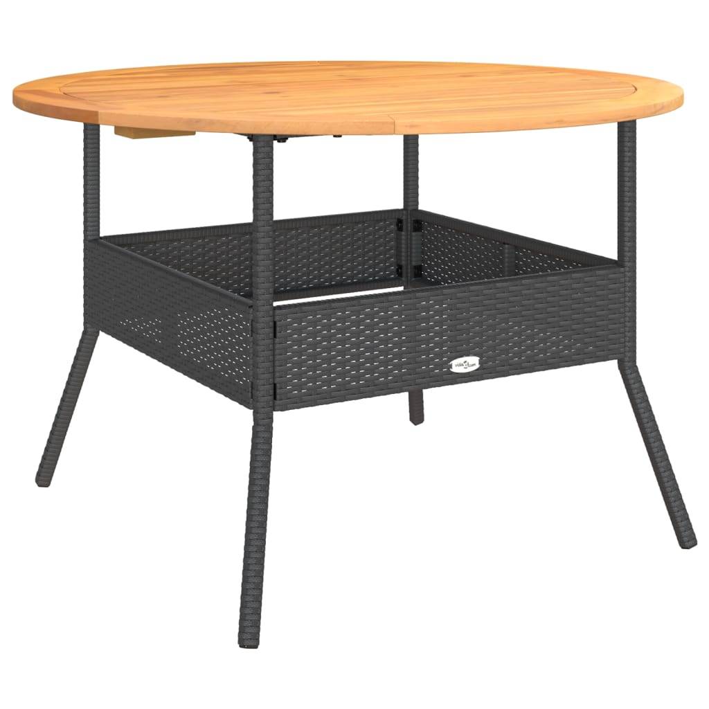 ComfortXL - Table de Jardin Ronde 110cm Noire pour 4 à 5 Personnes, Résine Tressée et Plateau Bois d'Acacia – ComfortXL Outdoor Living - Image 2