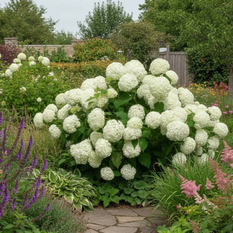 Hortensia de Virginie Annabelle, Hortensia arborescens à fleurs Blanche - feuillage Caduc - Godet - 5/20 cm-  hauteur à maturité De 1,00 m à 1,50 m - Image 5