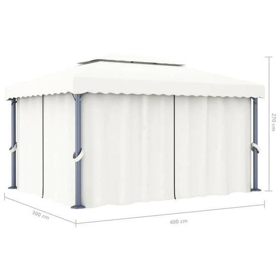 Tonnelle de Jardin Aluminium avec Rideaux Moustiquaires et Éclairage Solaire Crème 4x3 m – ComfortXL Outdoor Living - Image 5