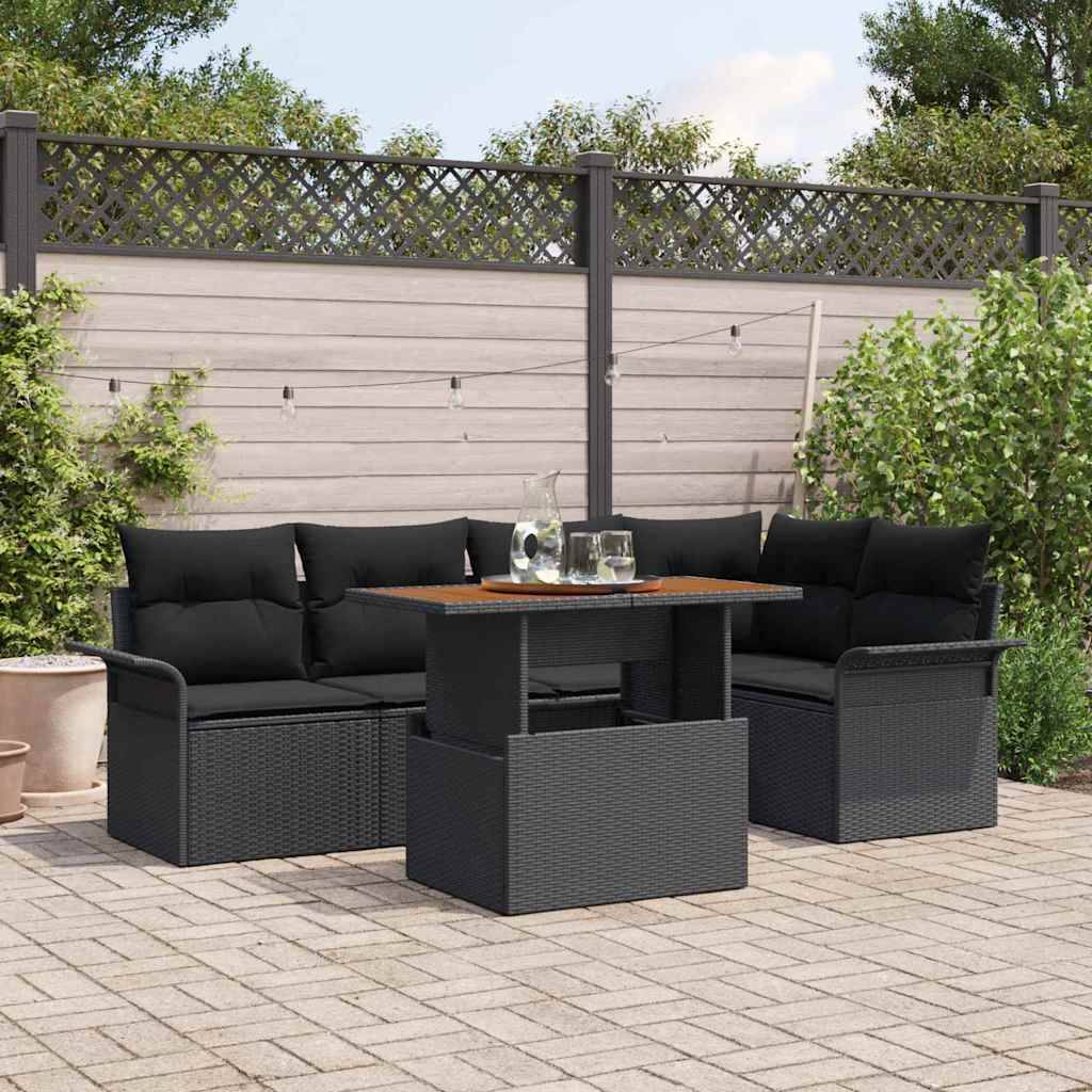 ComfortXL - Salon de jardin d'angle 6 pcs Poly rotin avec rangement intégré Noir – ComfortXL Outdoor Living - Image 1