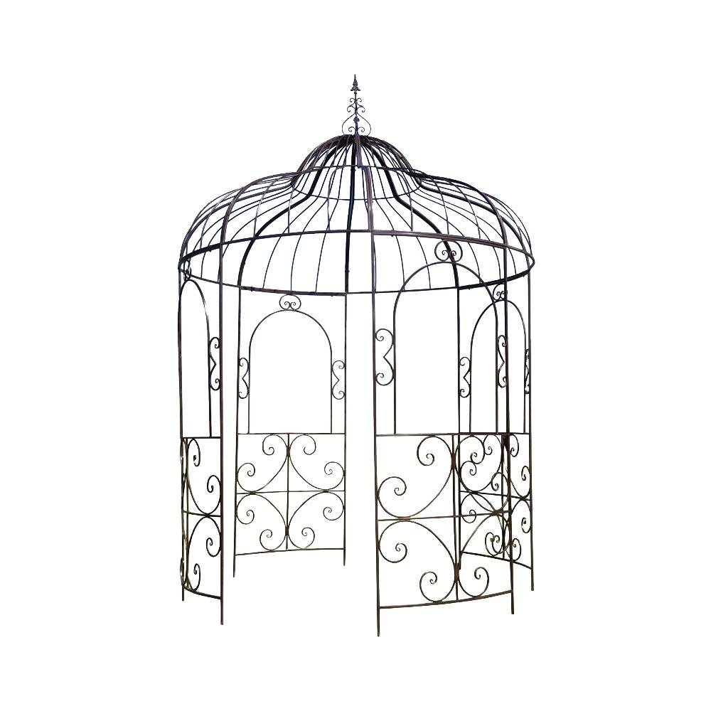 Chemin De Campagne - Gloriette gazebo tonnelle kiosque abri jardin fer marron 216x330 cm Chemin de campagne - Image 1