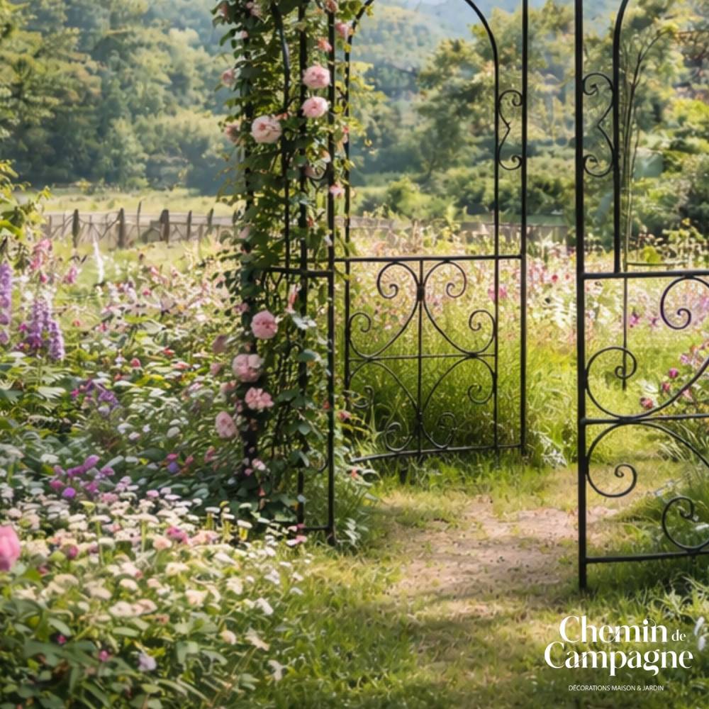 Chemin De Campagne - Gloriette gazebo tonnelle kiosque abri jardin fer marron 216x330 cm Chemin de campagne - Image 7