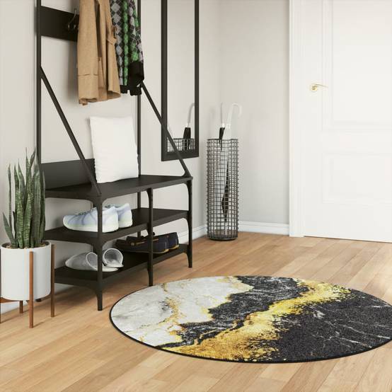 Tapis Rond Moderne Velours Lavable Antidérapant pour Chambre Ado ou Adulte Multicolore Ø 120 cm – ComfortXL Outdoor Living - Image 1
