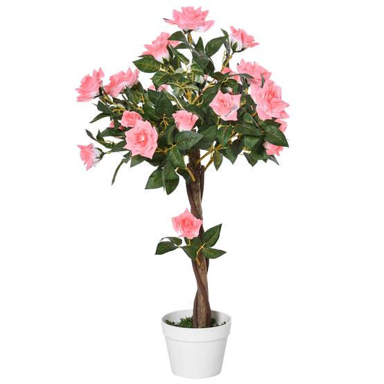 ComfortXL - Rosier artificiel 21 fleurs PE 90 cm rose intérieur extérieur avec pot stable sans entretien - ComfortXL Outdoor Living - Image 2