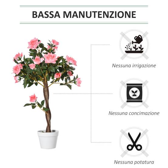 ComfortXL - Rosier artificiel 21 fleurs PE 90 cm rose intérieur extérieur avec pot stable sans entretien - ComfortXL Outdoor Living - Image 8