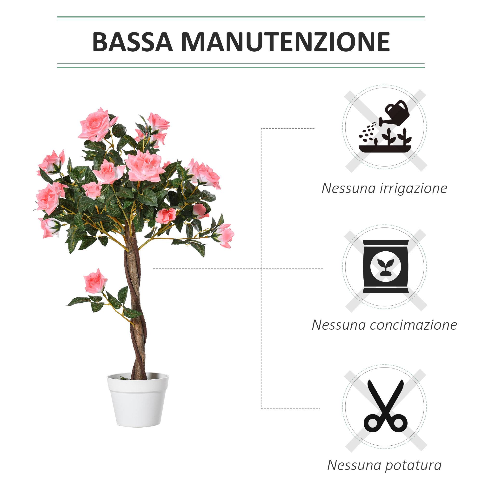 ComfortXL - Rosier artificiel 21 fleurs PE 90 cm rose intérieur extérieur avec pot stable sans entretien - ComfortXL Outdoor Living - Image 8