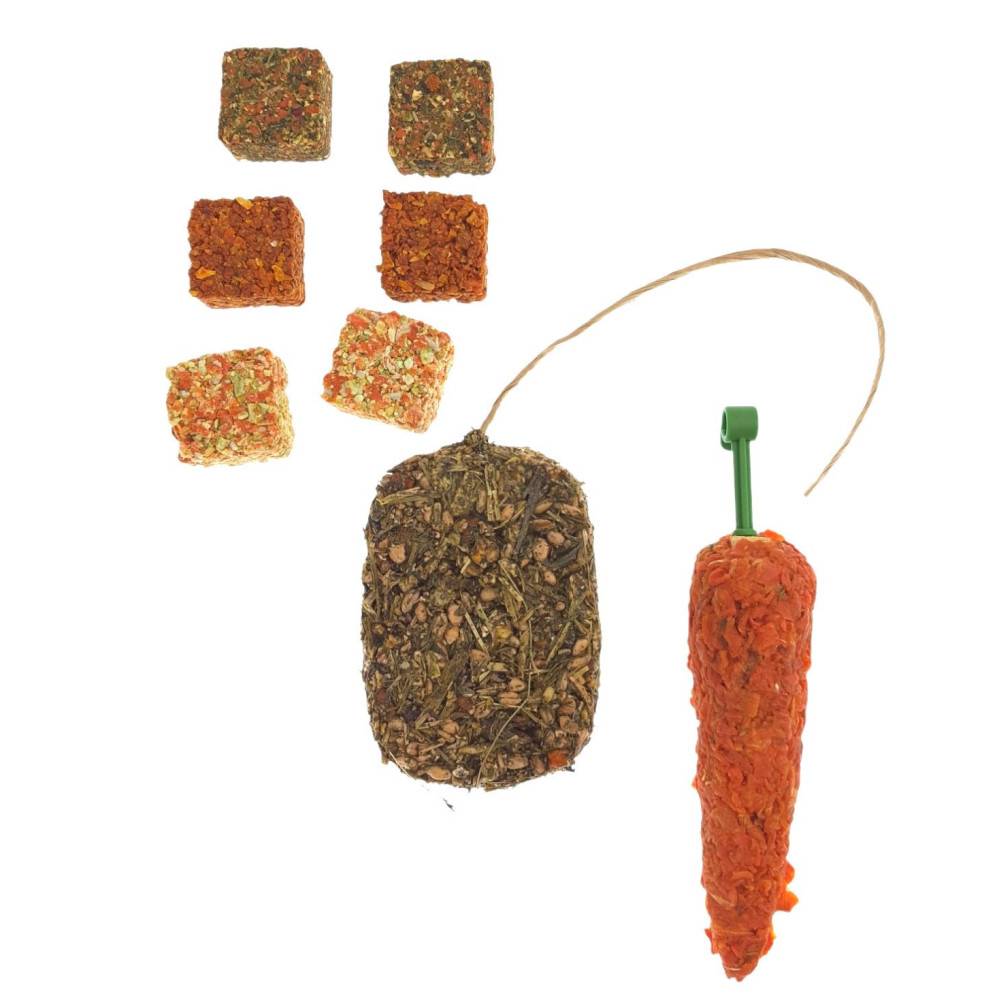 animallparadise - Trio friandises botte herbe, carotte, biscuit aux légumes, rongeur - Image 2