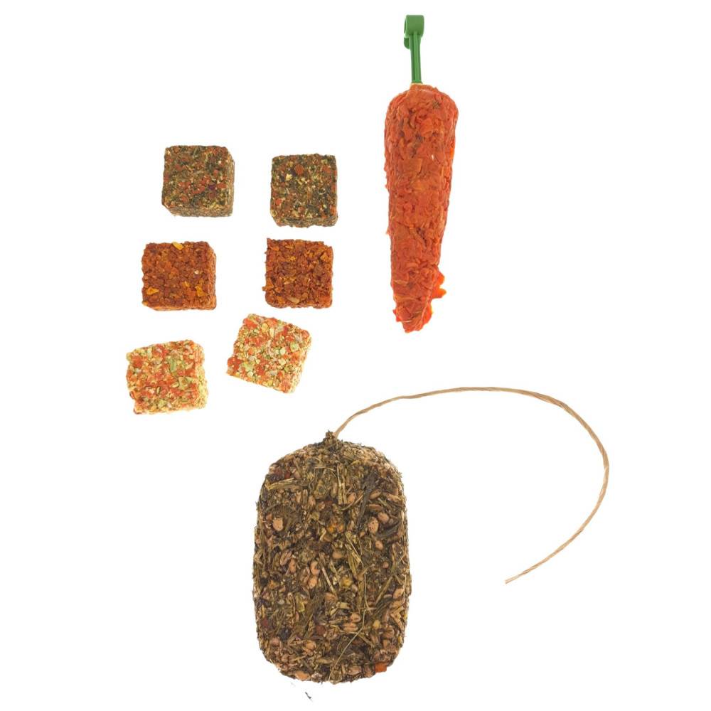 animallparadise - Trio friandises botte herbe, carotte, biscuit aux légumes, rongeur - Image 1