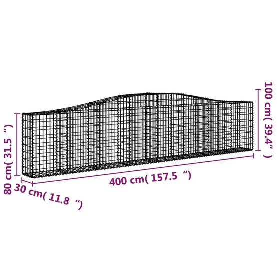 Vidaxl - Paniers à gabions arqués 15 pcs 400x30x80/100 cm Fer galvanisé vidaXL 3145822 - Image 3