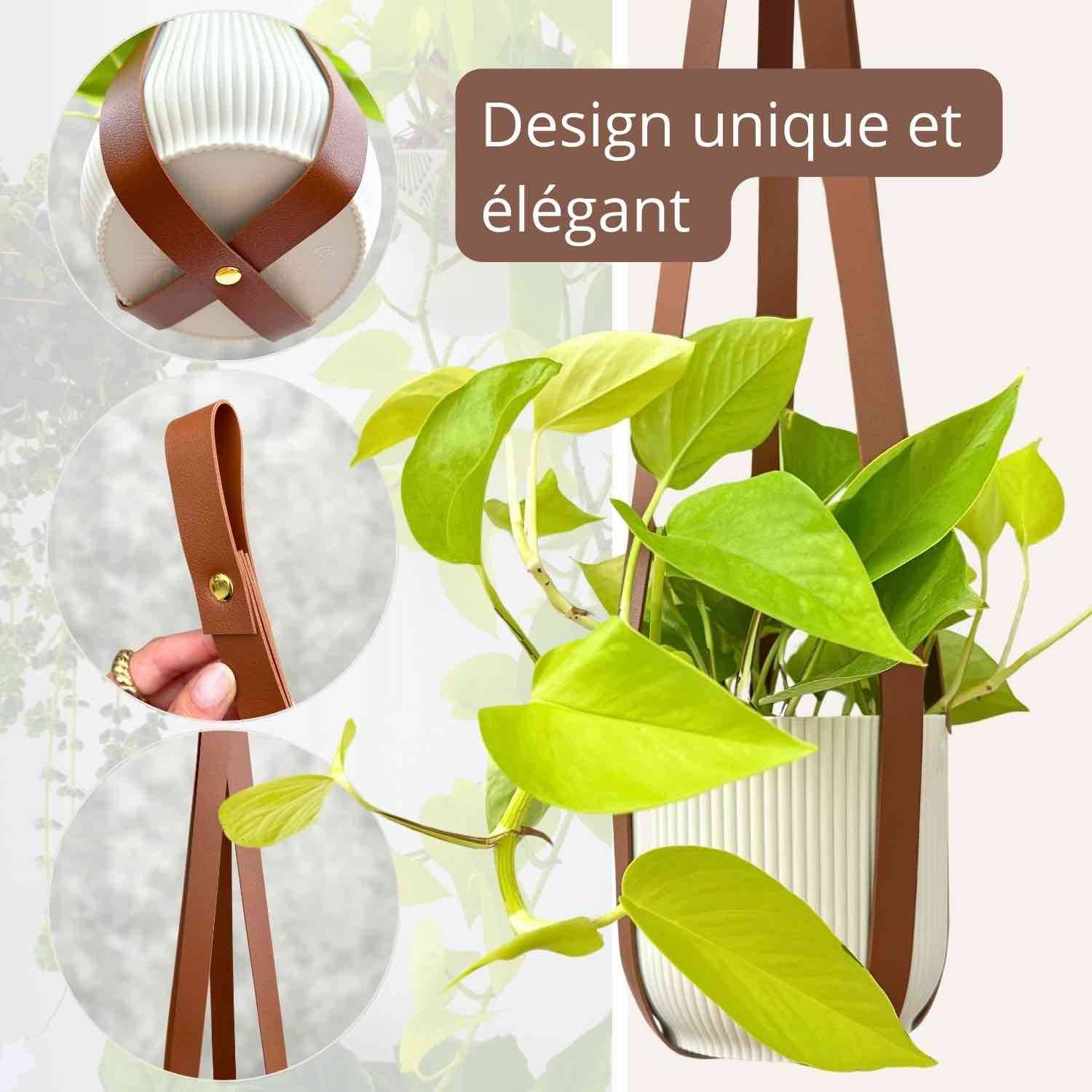 Suspension pour plantes en similicuir + crochet en métal offert ! - Vert impérial - Image 5