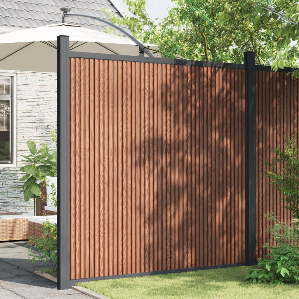 Panneau de clôture WPC aluminium marron 180 x 186 cm - PANGIVO - Image 4