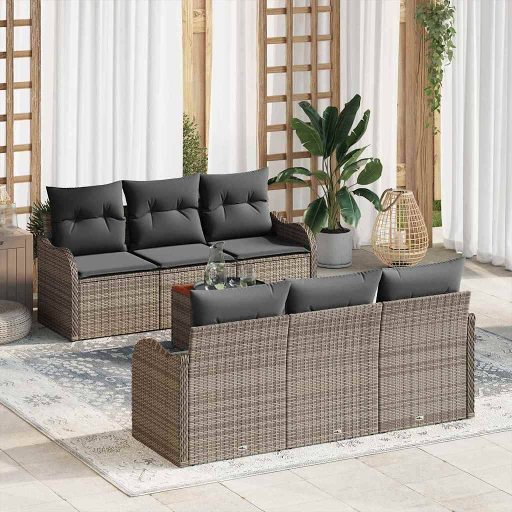 Vidaxl - Ensemble de canapé de jardin avec coussin 7 pcs Gris polyrotin vidaXL 3347398 - Image 1