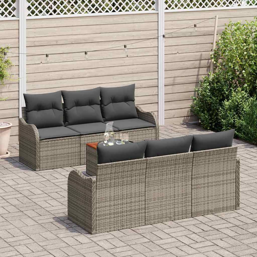 Vidaxl - Ensemble de canapé de jardin avec coussin 7 pcs Gris polyrotin vidaXL 3347398 - Image 4