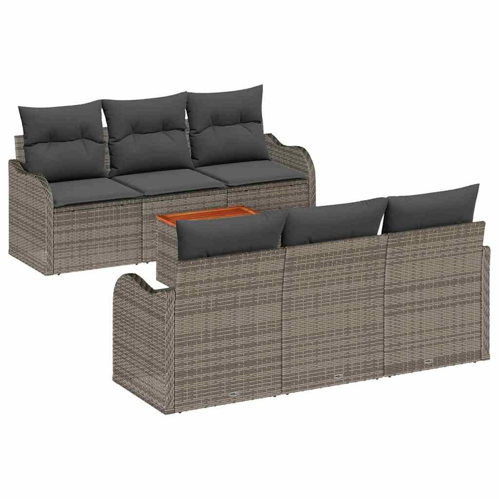 Vidaxl - Ensemble de canapé de jardin avec coussin 7 pcs Gris polyrotin vidaXL 3347398 - Image 2
