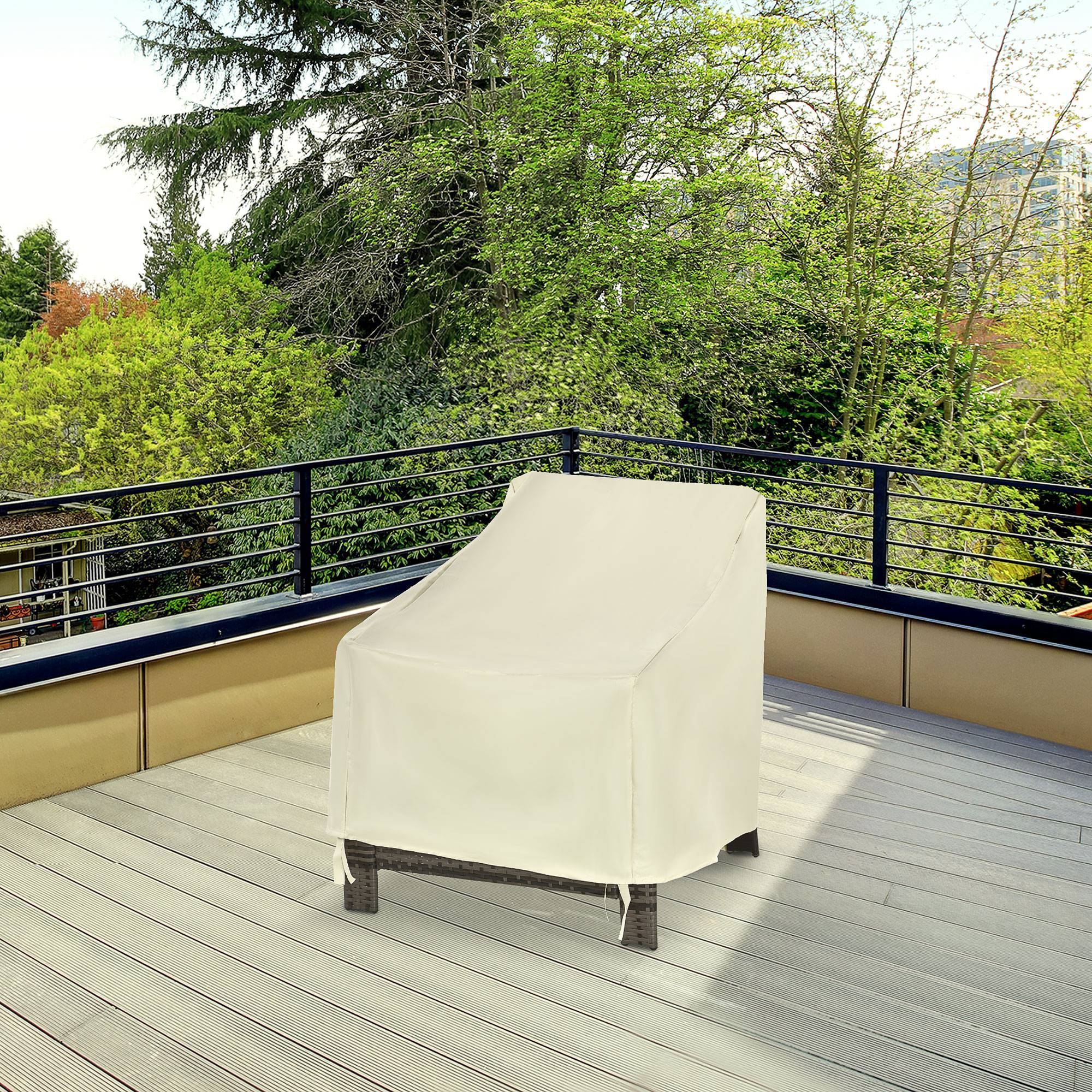 Housse de protection pour mobilier de jardin 68 x 87 x 77 cm – Housse imperméable en tissu Oxford 600D pour patio et terrasse – Beige - Image 4