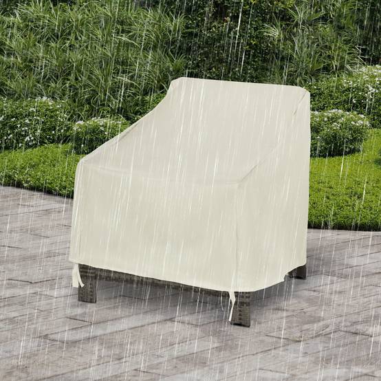 Housse de protection pour mobilier de jardin 68 x 87 x 77 cm – Housse imperméable en tissu Oxford 600D pour patio et terrasse – Beige - Image 9