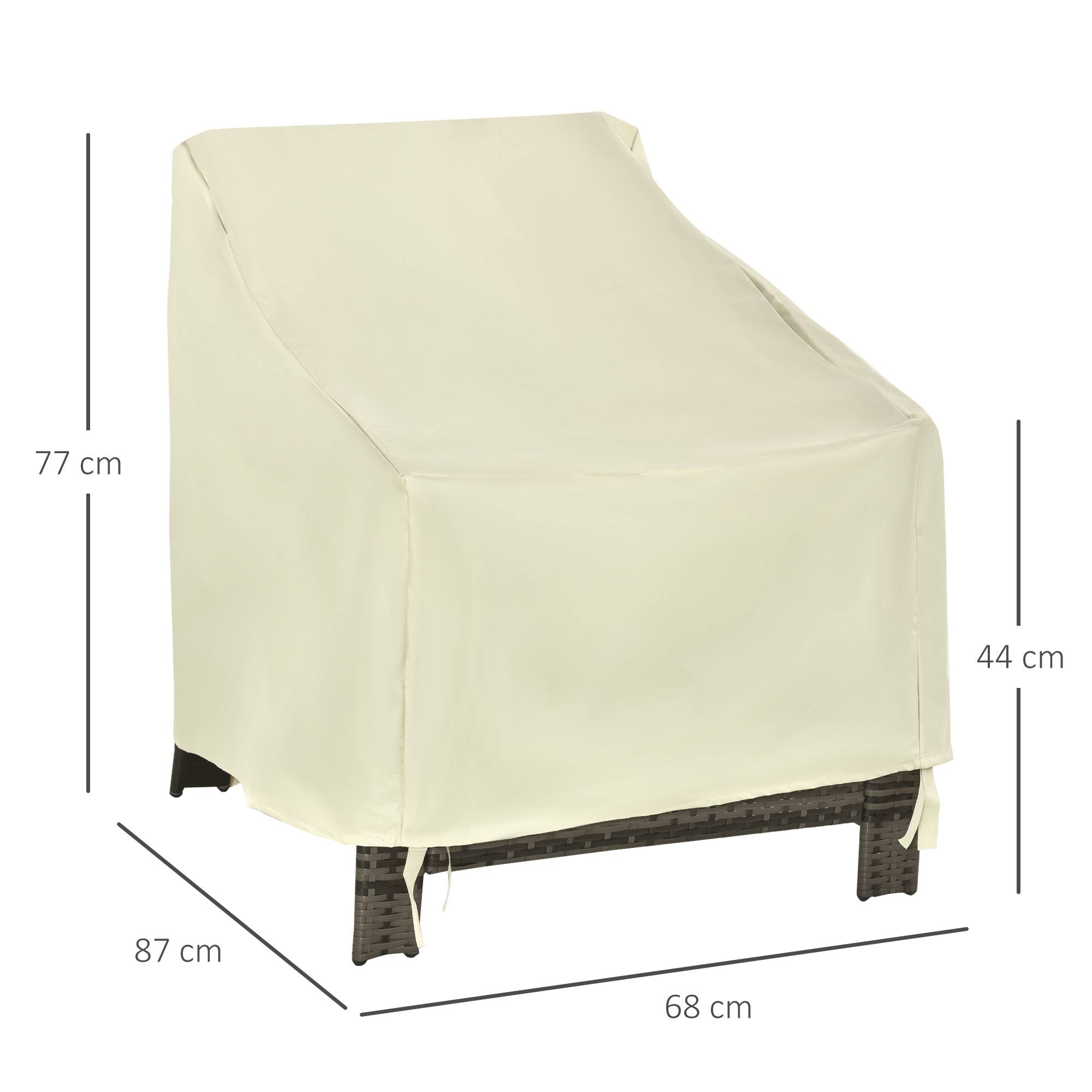 Housse de protection pour mobilier de jardin 68 x 87 x 77 cm – Housse imperméable en tissu Oxford 600D pour patio et terrasse – Beige - Image 5