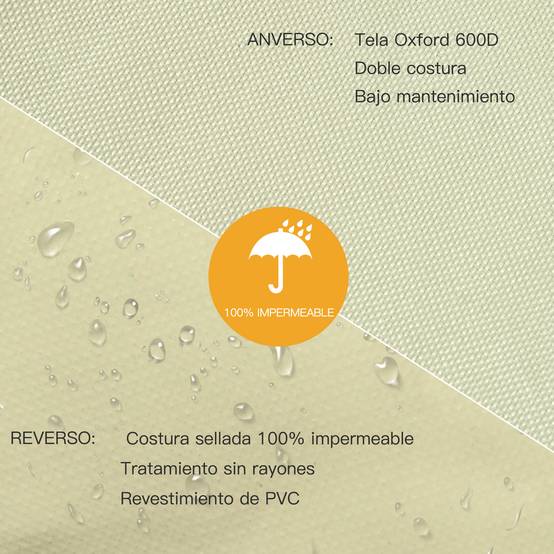 Housse de protection pour mobilier de jardin 68 x 87 x 77 cm – Housse imperméable en tissu Oxford 600D pour patio et terrasse – Beige - Image 6