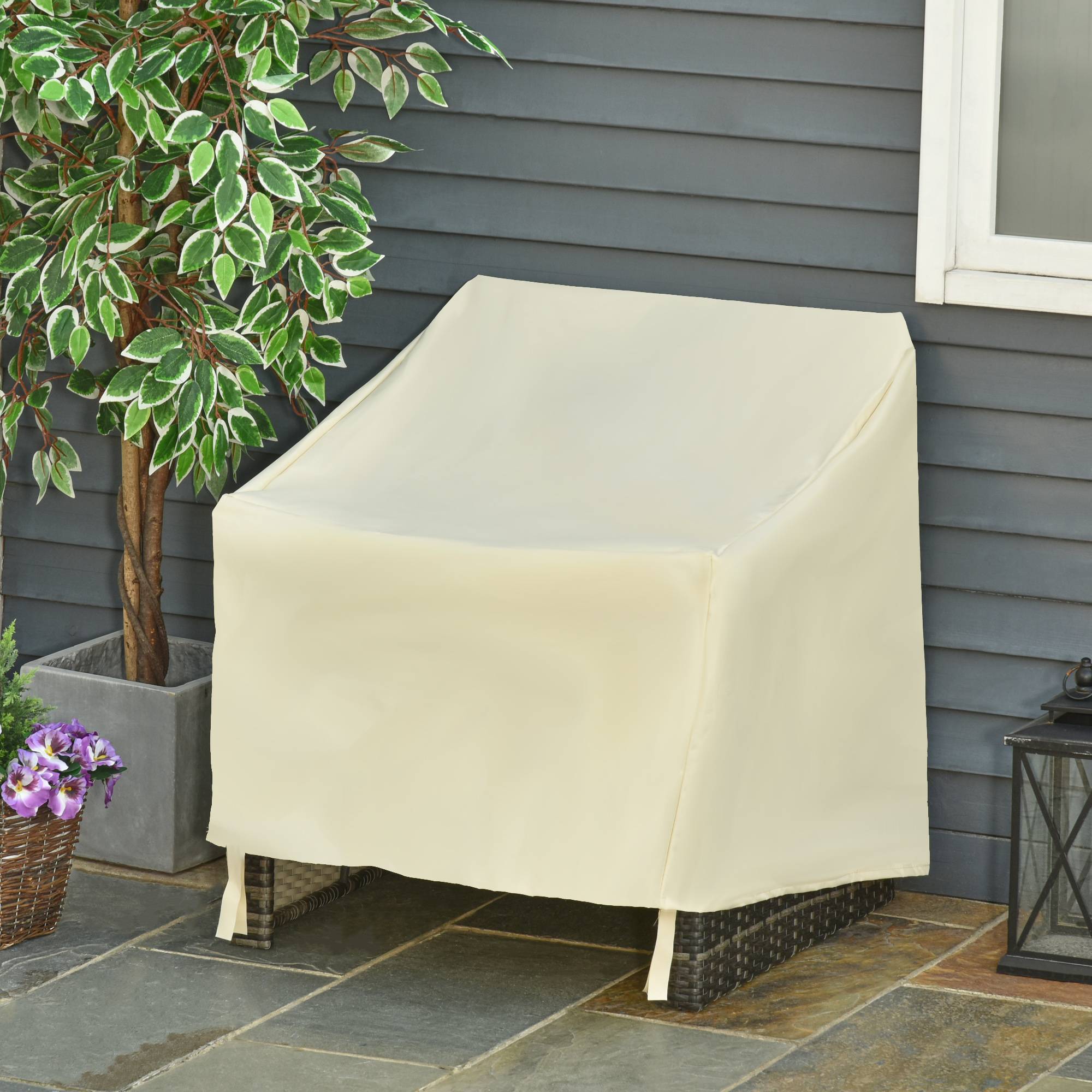 Housse de protection pour mobilier de jardin 68 x 87 x 77 cm – Housse imperméable en tissu Oxford 600D pour patio et terrasse – Beige - Image 3