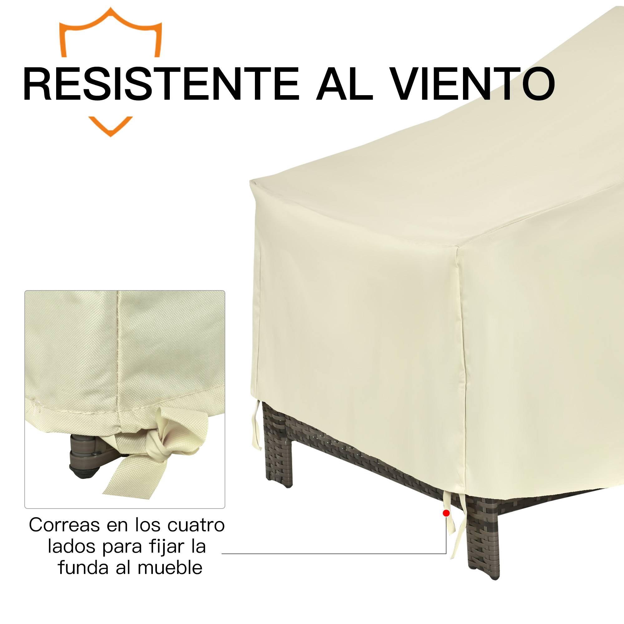 Housse de protection pour mobilier de jardin 68 x 87 x 77 cm – Housse imperméable en tissu Oxford 600D pour patio et terrasse – Beige - Image 8