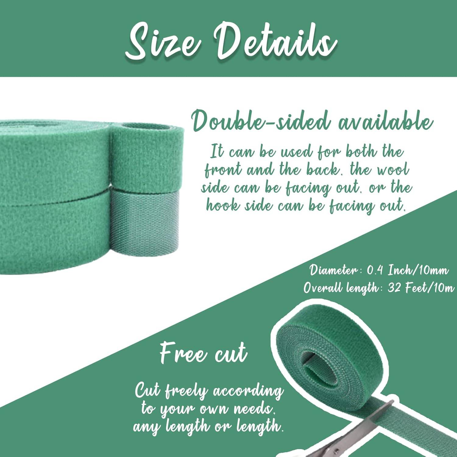 Paquet de 2 attaches pour plantes de jardin, rouleaux de ruban en nylon réutilisables pour plantes grimpantes-10mm x 5m-vert-Lytech - Image 3