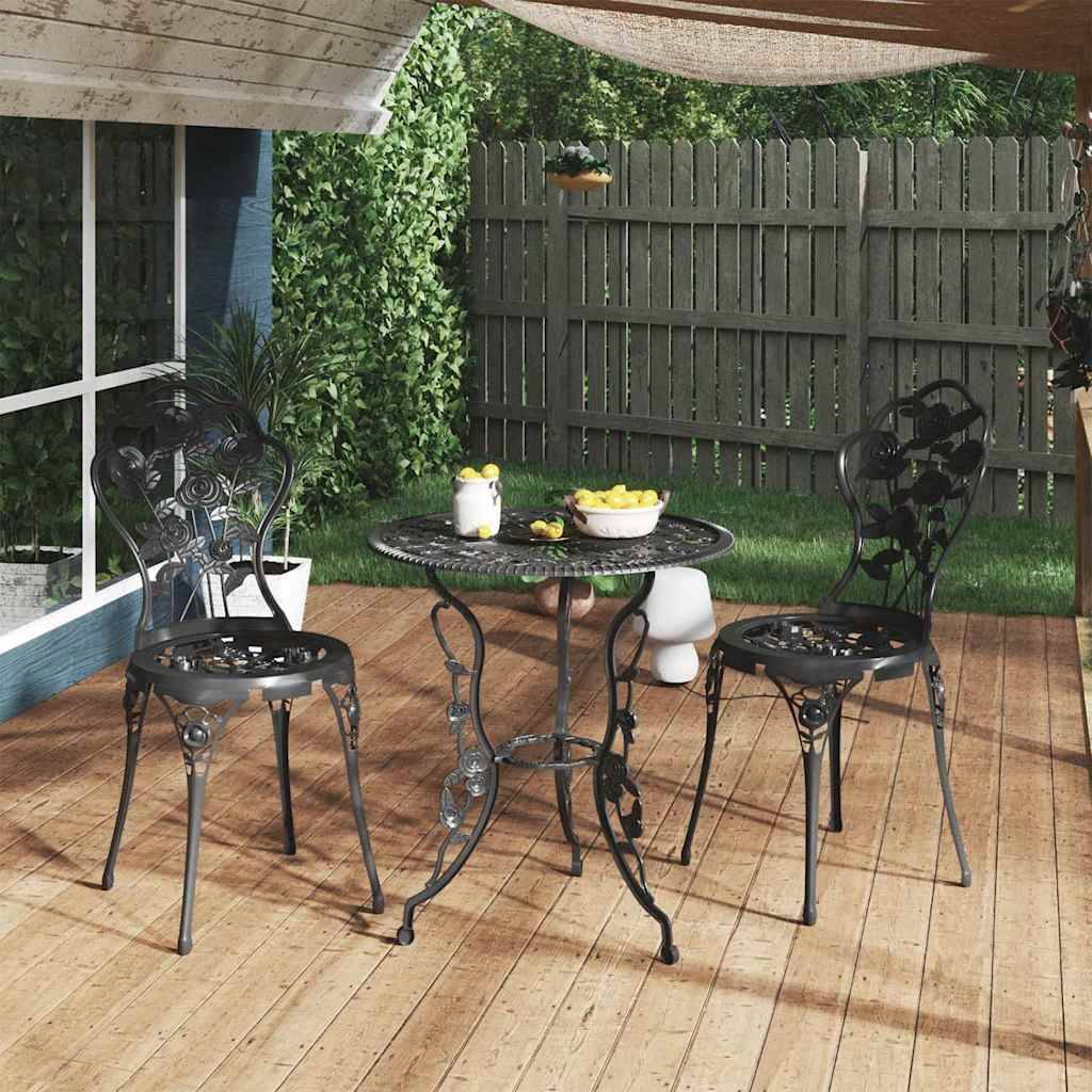 Vidaxl - Ensemble de bistro 3 pcs-Salons de jardin Aluminium coulé Noir 188586 - Image 1