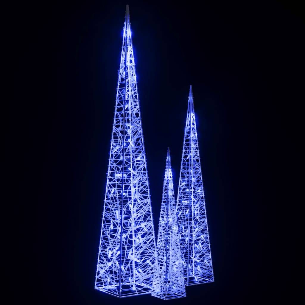 Lot 3 Cônes Lumineux Acrylique LED 8 Modes Fêtes 60/90/120cm Bleu – ComfortXL Outdoor Living - Image 4