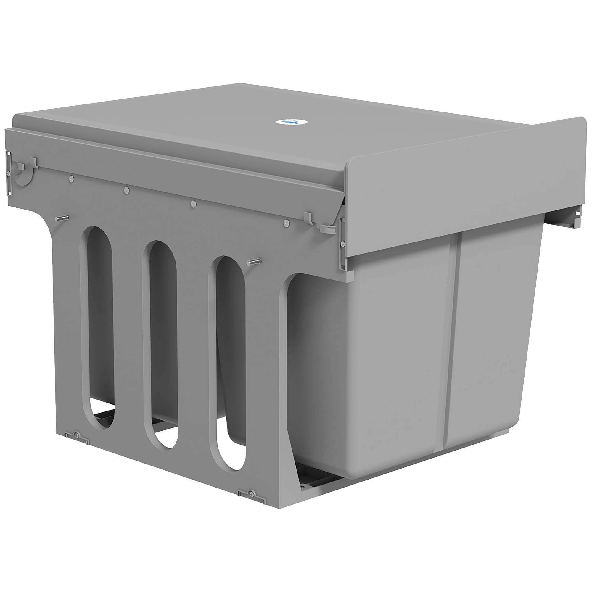 Sans Marque - Poubelle coulissante sous évier 3 compartiments 31 L 15 L + 2x8 L fixation bas gris clair - Image 2