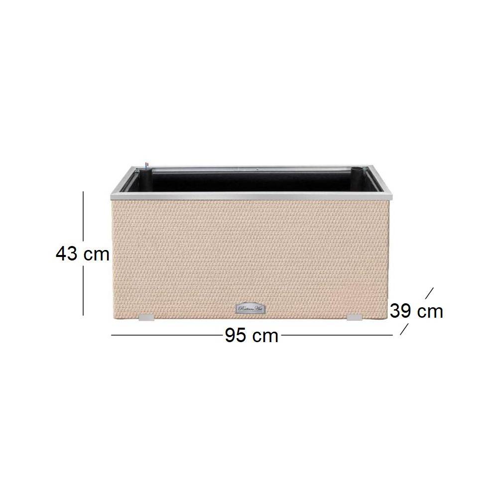 Rattan Art - Jardinière en résine tressée avec réserve d'eau et cadre en aluminium 95 x 39 x 43 cm - Image 3