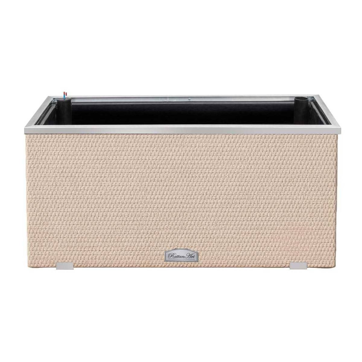 Rattan Art - Jardinière en résine tressée avec réserve d'eau et cadre en aluminium 95 x 39 x 43 cm - Image 1