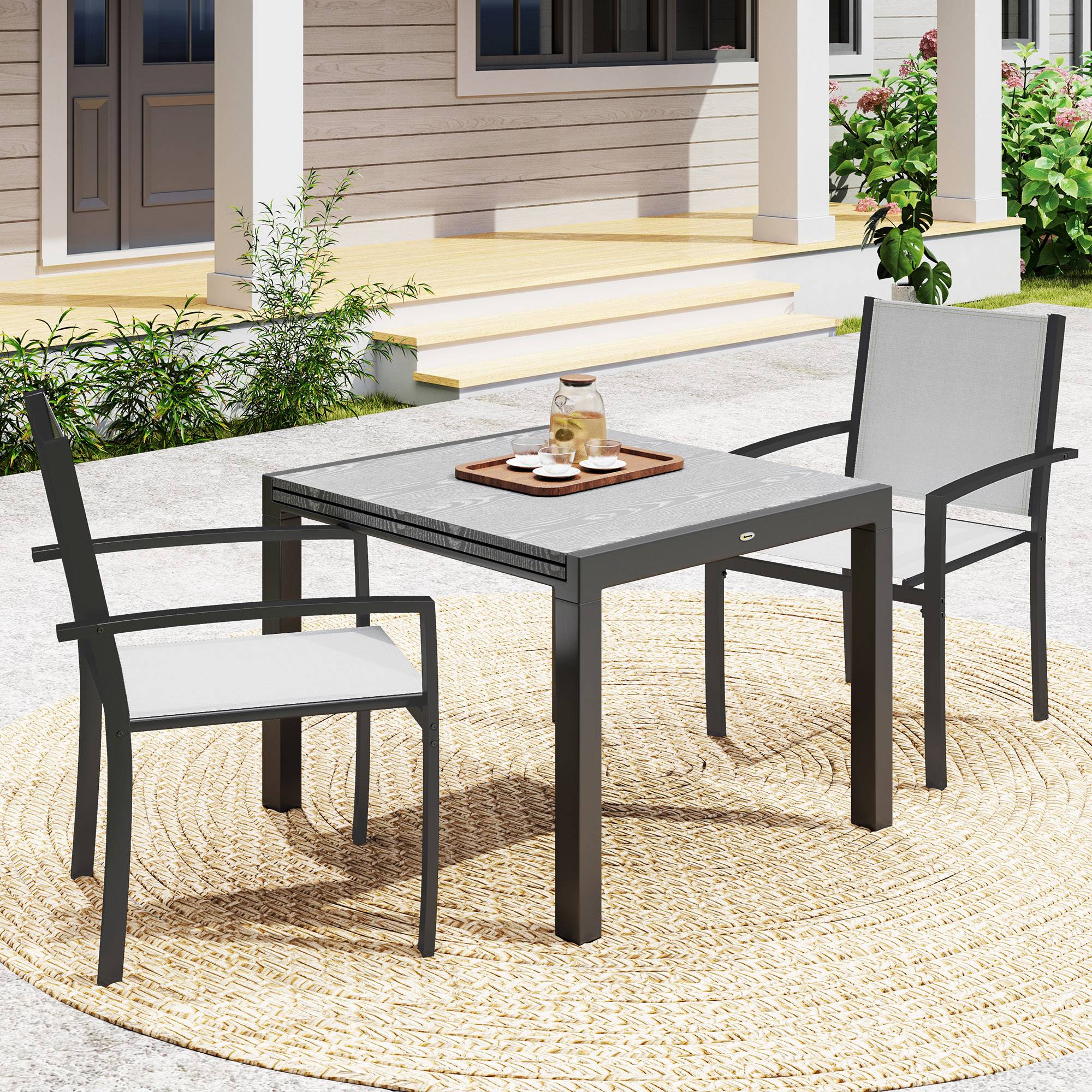 Outsunny - Lot 2 chaises de jardin empilables avec accoudoirs pour jardin piscine terrasse cadre acier gris clair - Outsunny - Image 4