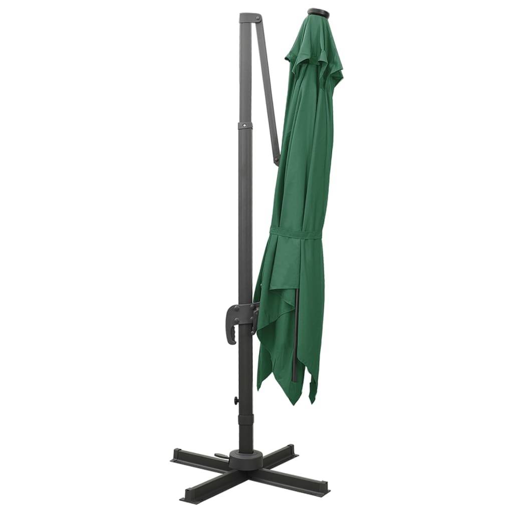 Helloshop26 - Parasol meuble de jardin déporté avec mât et lumières led 300 cm vert - Image 3