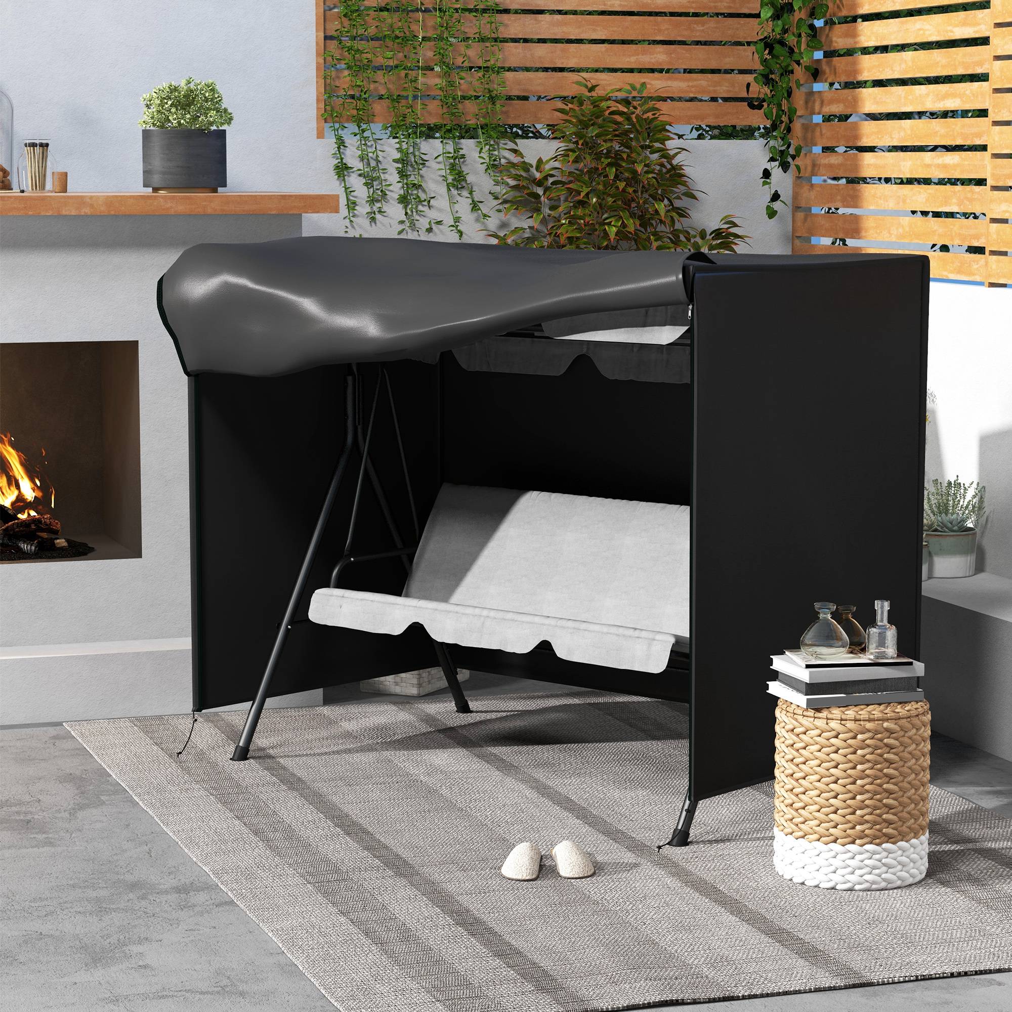 ComfortXL - Housse de protection Polyester pour balancelle de jardin Imperméable 205x124x164cm Noir - ComfortXL Outdoor Living - Image 3